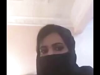 arab girl displaying hooters on webcam
