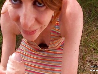 Fledgling french redhead slut sack of babymakers screwed with spunk to mouth outdoor