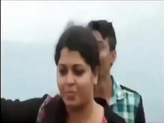 Kerala Malayalam 25 yrs old unmarried, hot and sexy women college professor smoking cigarette and groped by her boy students at Ponmudi hill viral hookup video - 2016, April 12th.