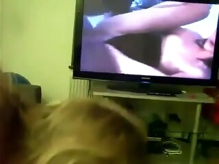 Mom Gives Son Head While He Watches Porn
