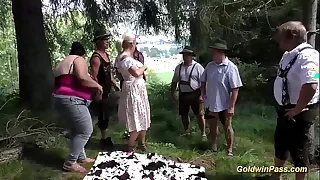 lederhosen gangbang alongside bbw chicks