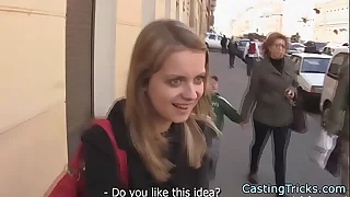 Vest-pocket-sized amateur casting babe gets fucked