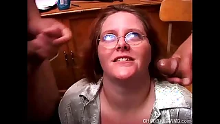 Cute chubby redhead sucks two cocks up ahead same time