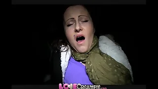 Love Creampie Her pussy drips with cum after coitus in jalopy
