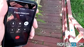 PropertySex - Superb cause with fat natural Bristols fucks homeowner