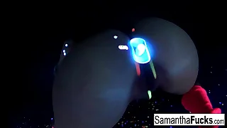 Samantha Saint gets off in this big-busted hot black light unique